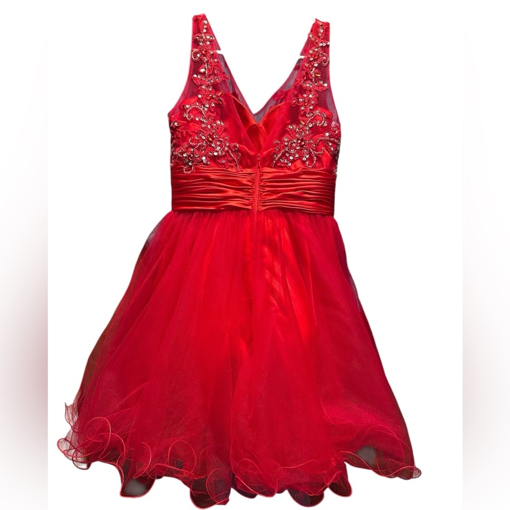 NWT Short Red V-Neck Party Dress Size Small